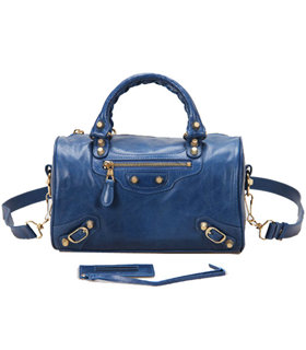 Balenciaga Giant Mini Twiggy Bag With Sea Blue Leather Small Golden Nails