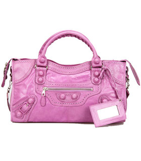 Balenciaga Large Covered Giant Part Time Bag Light Purple Leahter With Leather Nails