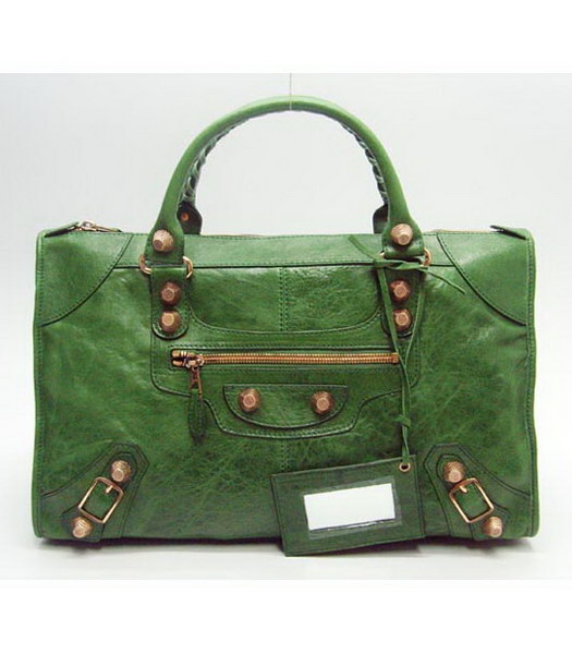 Balenciaga Work Large Handbag in Green Lambskin