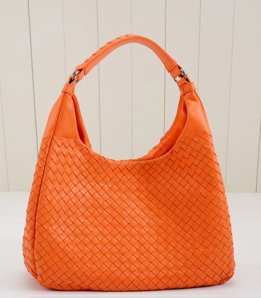 Bottega Veneta Campana Woven Hobo Handbag Orange