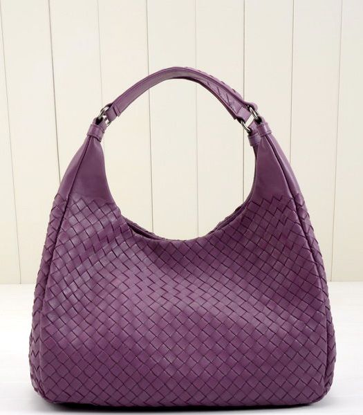 Bottega Veneta Campana Woven Hobo Handbag Pink Purple