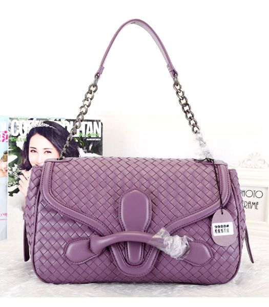 Bottega Veneta Cervo Pink Purple Lambskin Shoulder Bag
