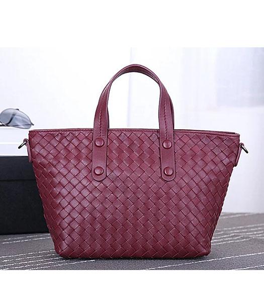 Bottega Veneta High-quality Woven Jujube Red Leather Tote Bag