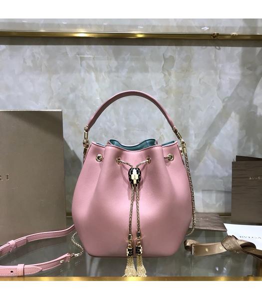 Bvlgari Original Leather Bucket Bag Pink