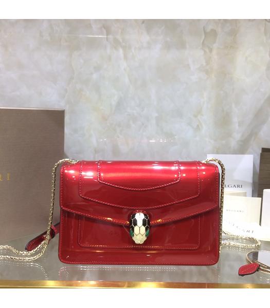 Bvlgari Original Patent Leather 22cm Chains Bag Red