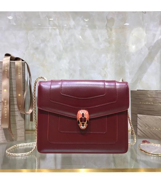 Bvlgari Real Python Leather Serpenti Forever 20cm Mini Bag Wine Red