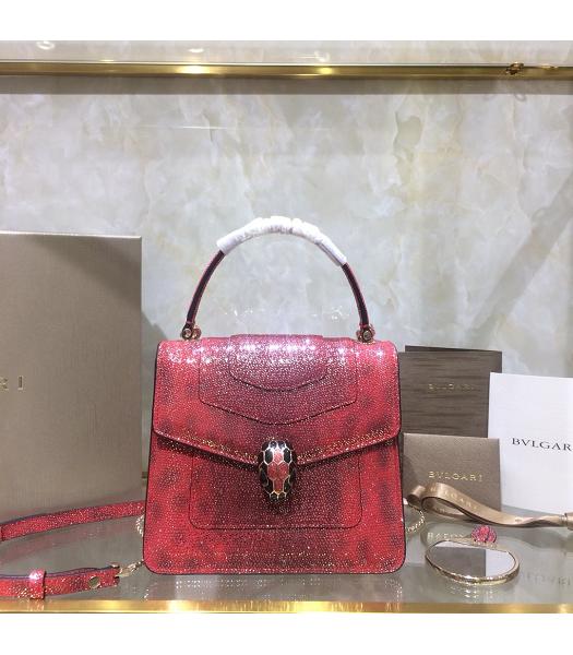Bvlgari Real Python Leather Serpenti Forever 20cm Mini Tote Bag Red