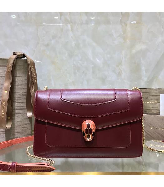 Bvlgari Real Python Leather Serpenti Forever 22cm Bag Wine Red