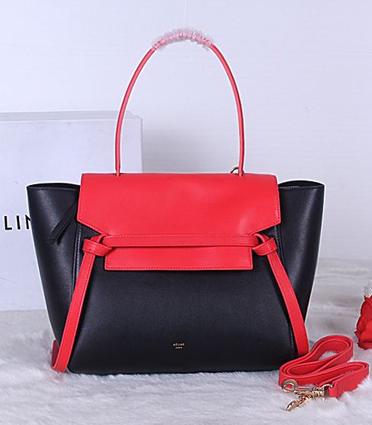 Celine Belt Original Leather Tote Bag 3346 In Rose Red/Black