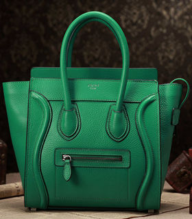 Celine Mini 26cm Small Tote Bag Grass Green Litchi Pattern Leather