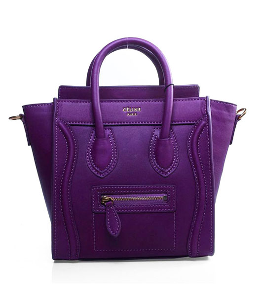 Celine Nano 20cm Small Tote Handbag Purple Imported Leather