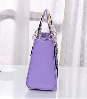 Christian Dior Badge Lavender Purple Original Leather Small Tote Bag With Metal Handle