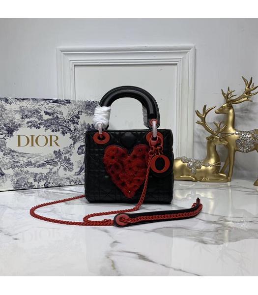 Christian Dior Black Original Leather 18cm Tote Bag Red Chains