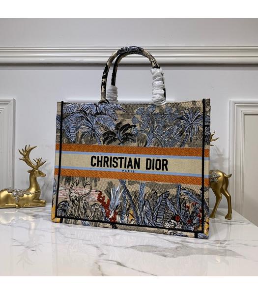 Christian Dior Multicolor Original Canvas Large Tote Bag Orange
