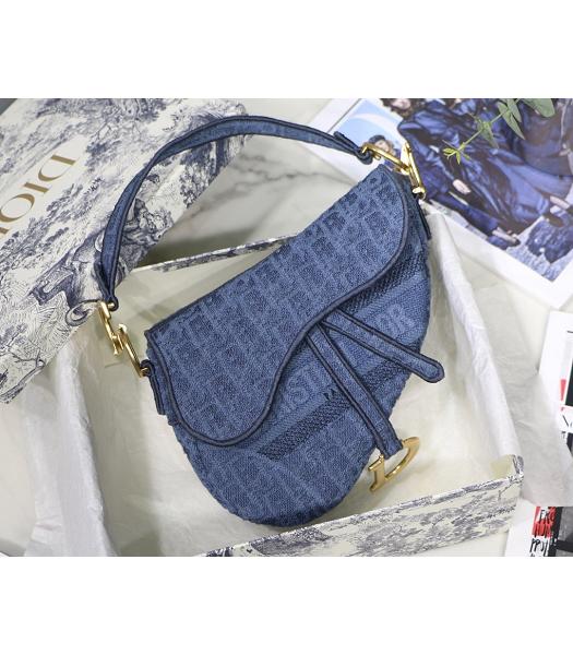 Christian Dior Original Oblique Saddle Bag Blue