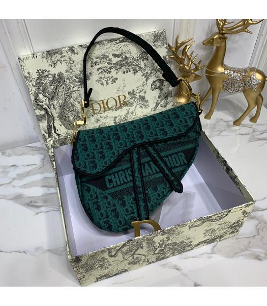 Christian Dior Original Oblique Saddle Bag Green