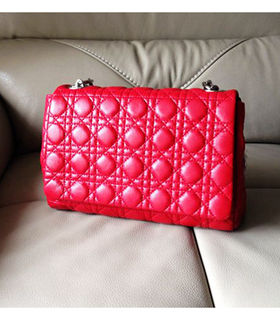 Christian Dior Soft Flap Shoulder Bag In Red Lambskin Leather 
