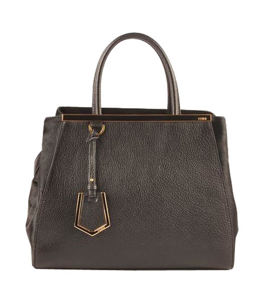 Fendi 2jours Black Calfskin With Horsehair Leather Tote Bag