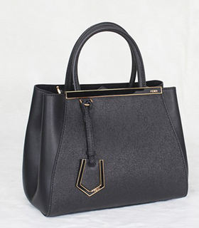 Fendi 2Jours Black Cross Veins With Original Leather Small Tote Bag