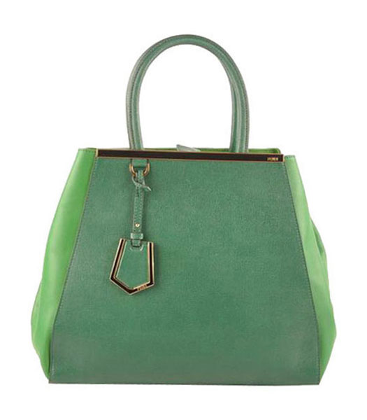 Fendi 2jours Green Cross veins With Grass Green Ferrari Leather Large Tote Bag