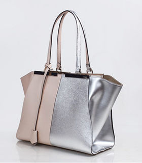 Fendi 3Jours PinkSilver Cross Veins Leather Small Shopping Bag