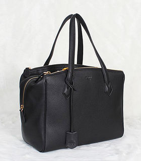 Fendi Black Original Litchi Pattern Leather Handbag Bag