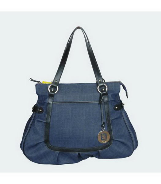 Fendi Blue Waterproof Fabric with Calfskin Trim Bag