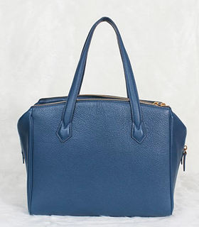 Fendi Dark Blue Original Litchi Pattern Leather Handbag Bag
