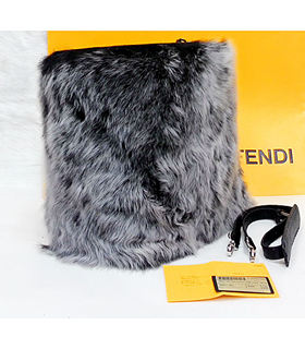 Fendi Grey Mink Hair With Original Leather Tote Shoulder Bag