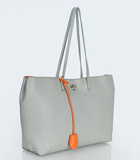 Fendi Khaki Original Litchi Pattern Leather Shopper Bag