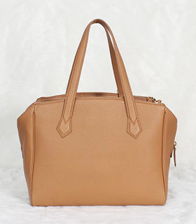 Fendi Light Coffee Original Litchi Pattern Leather Handbag Bag
