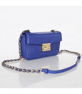 Fendi Mini Be Baguette Bag In Original Leather Cloisonne Blue