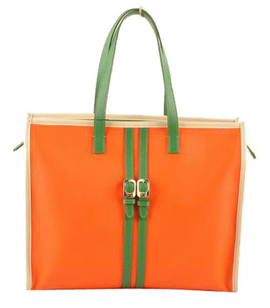 Fendi Orange Ferrari Leather Large Shopping Bag