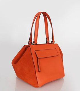 Fendi Trapeze Stripe Orange Suede With Original Leather Mini Tote Bag