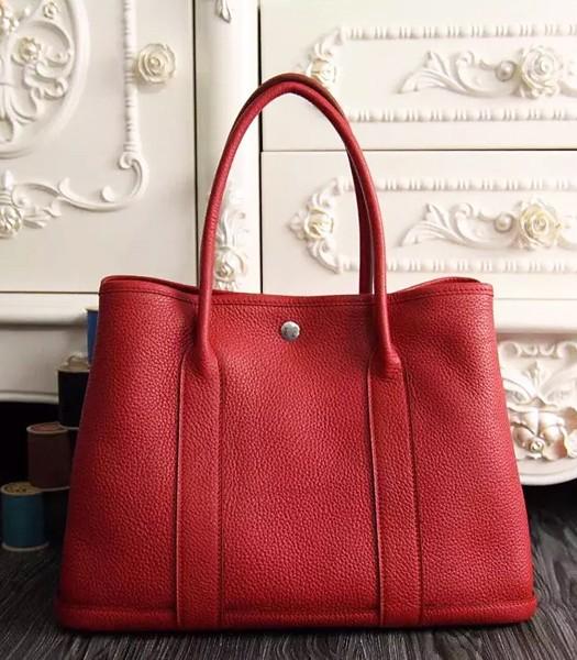 Hermes 32cm Original Leather Garden Party Tote Bag In Red