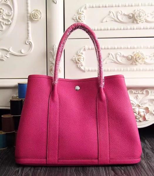 Hermes 32cm Original Leather Garden Party Tote Bag In Rose Red