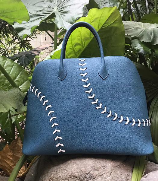 Hermes Bolide 1923 45cm Baseball Bag Blue Imported Togo Imported Leather