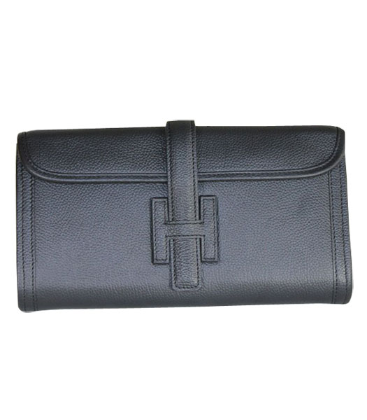 Hermes Bovine Jugular Veins Clutch Bag in Black Leather