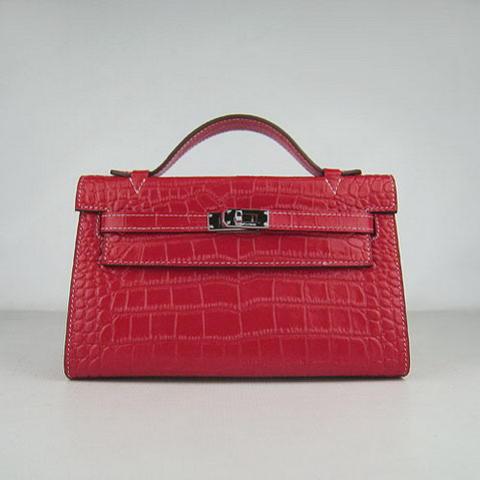 Hermes Crocodile  Veins Briefcase - Red 