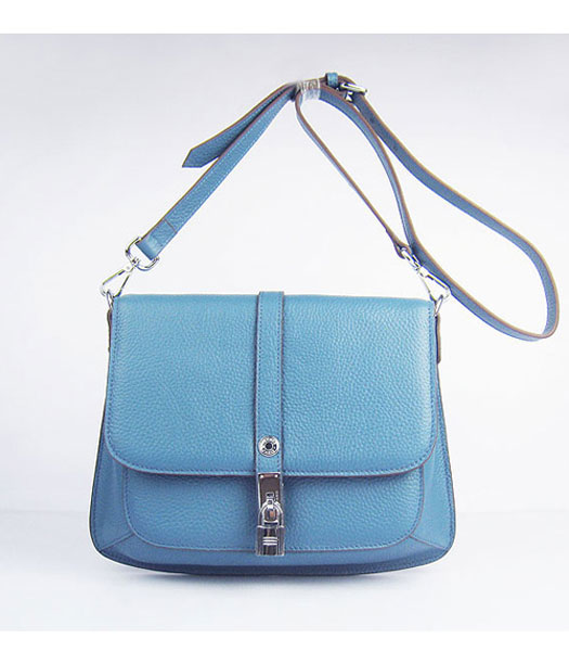 Hermes Jypsiere Togo Leather Small Messenger Bag in Blue