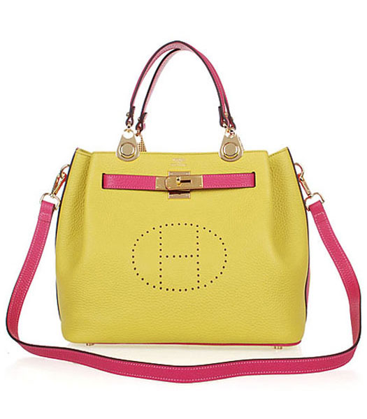 Hermes Mini Kelly 35CM Handbag In Two-Tone Lemon Yellow Leather