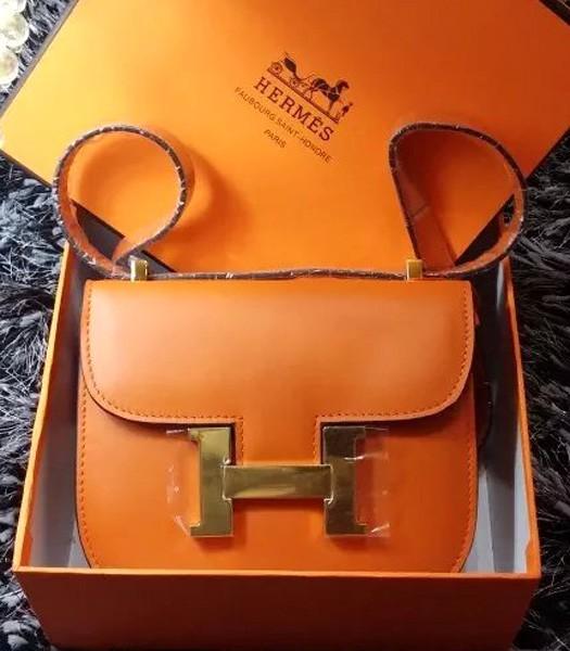 Hermes Mini Stewardess Bag Orange Plain Veins Leather