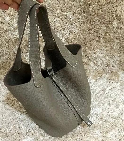 Hermes Picotin Lock MM Bag Original Leather In Dark Grey