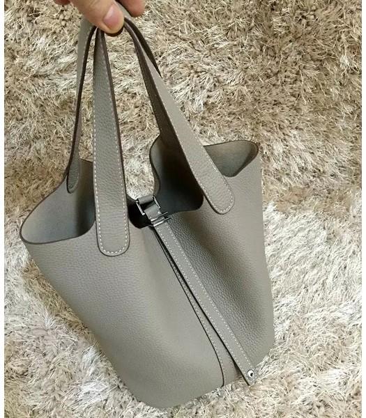 Hermes Picotin Lock MM Bag Original Leather In Light Grey
