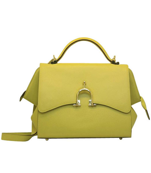 Hermes Yellow Palm Print Leather Mini Top Handle Bag