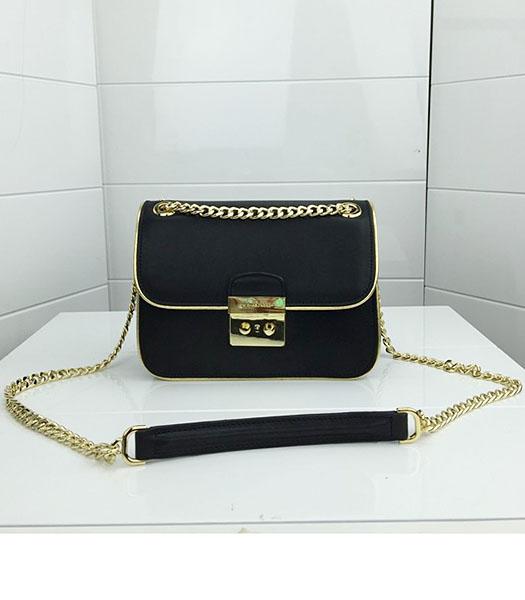 black michael kors bag with gold chain