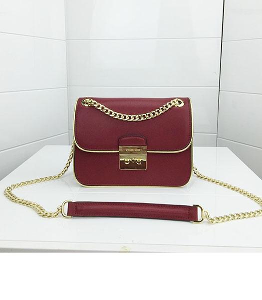 michael kors red bag with gold chain