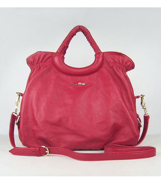 Miu Miu Large Tote Bag Red Lambskin Leather