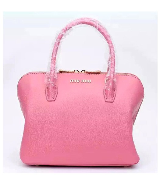 Miu Miu New Style Cherry Pink Original Leather Top Handle Bag