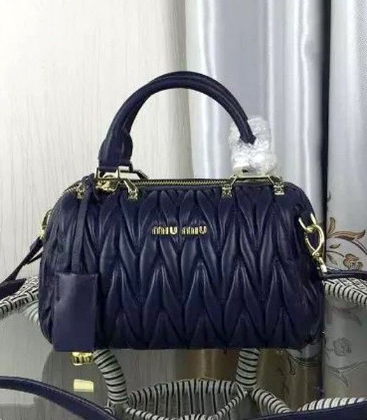 Miu Miu Sapphire Blue Original Matelasse Leather Top Handle Bag